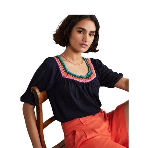 Boden crochet trim puff sleeve - trim,