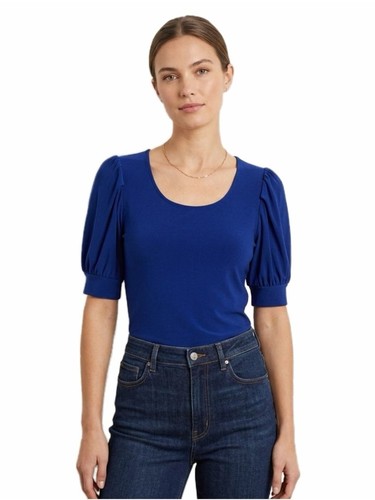 Cece blue short puff sleeves - cece,
