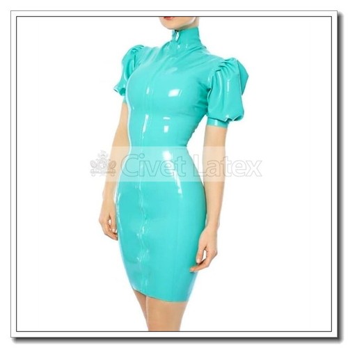 Latex dress high neck mid - neck,