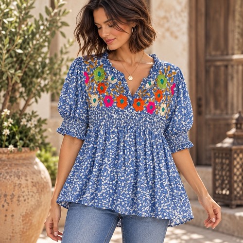 Thml embroidered floral cotton - embroidered,