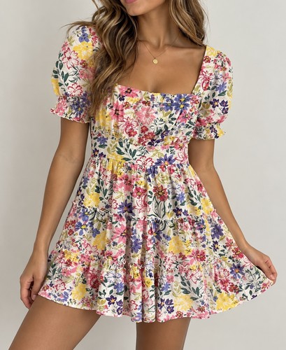 Blu pepper floral puff - puff, sleeve