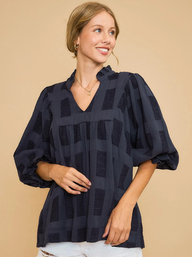 Umgee navy checkered - checkered, jacquard