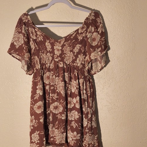 Blu pepper brown white floral - pepper,